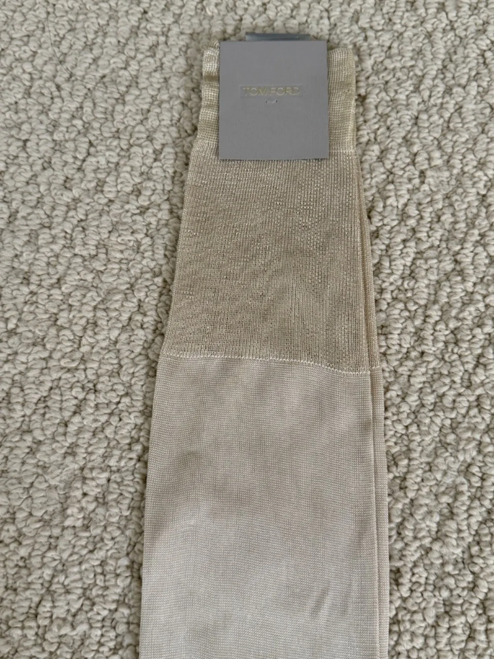 Tom Ford Golden Beige Sheer Silk Blend Knit Over the Calf High Dress Socks